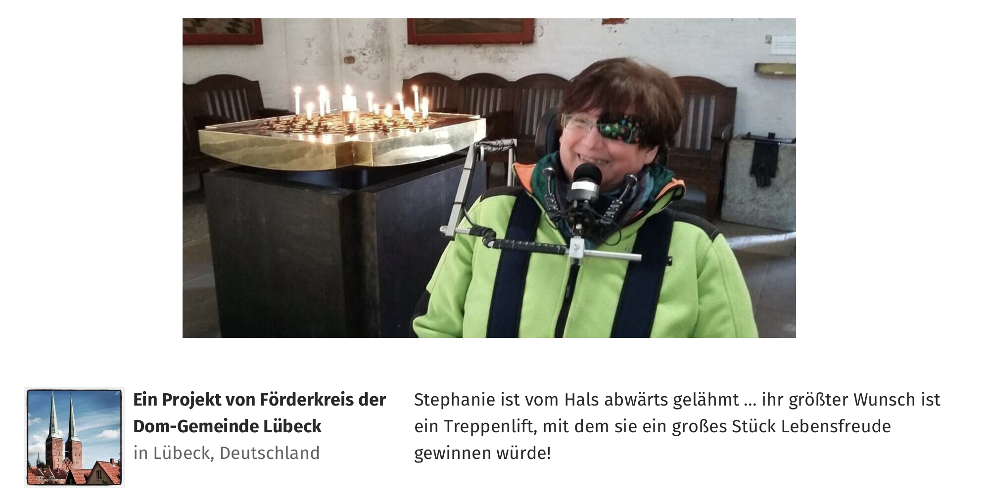 Spendenaktion: Treppenlift für Stephanie