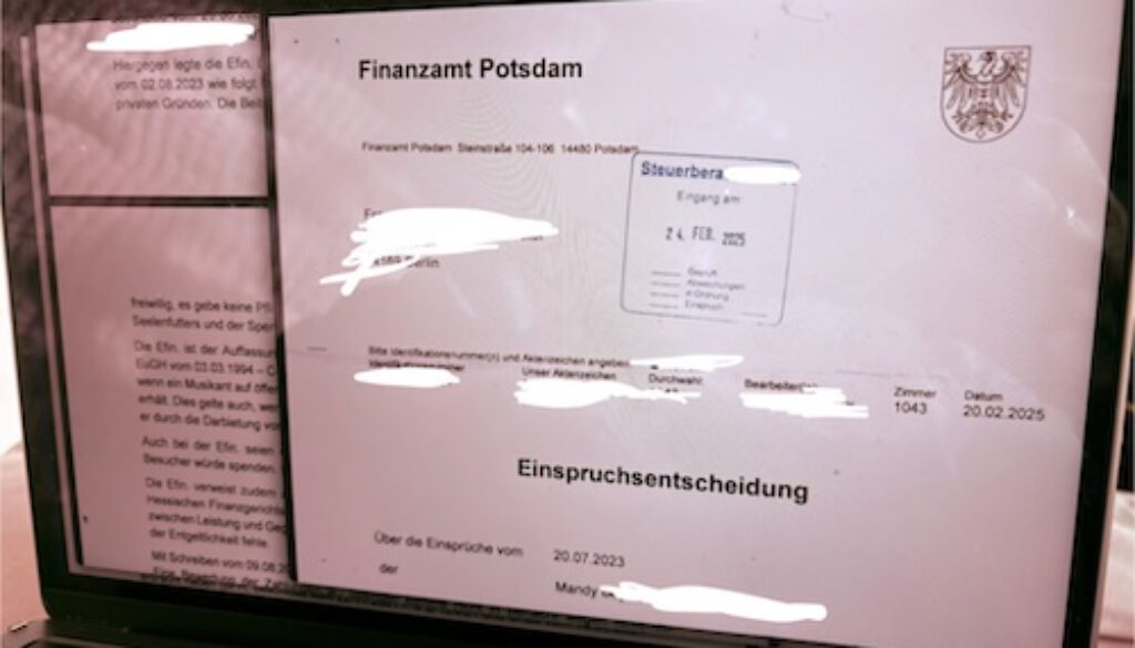 Update: Post vom Finanzamt