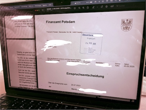 Update: Post vom Finanzamt