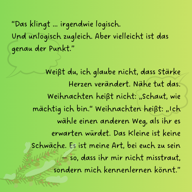🎄 Tag 8 – „Warum bist Du als Baby gekommen — nicht als Superheld?“ 🎄 Tag 8 – „Warum bist Du als Baby gekommen — nicht als Superheld?“